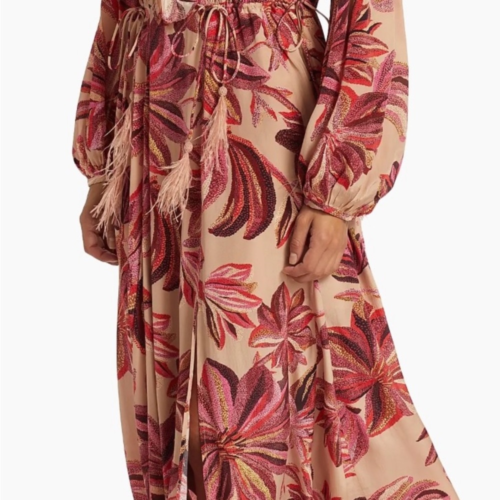 FARM Rio Pink and Red Floral Long Sleeve Dress